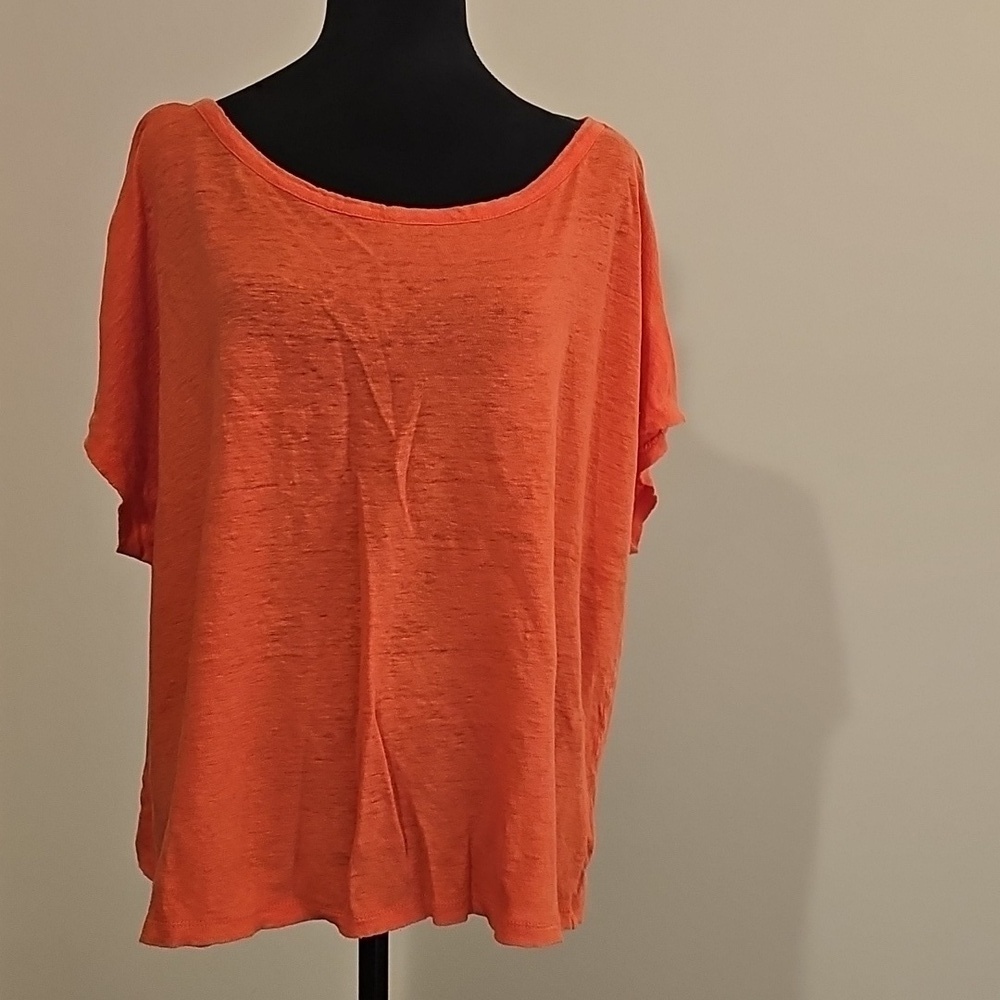 Rachel Zoe Linen Coral Short Sleeve Tee